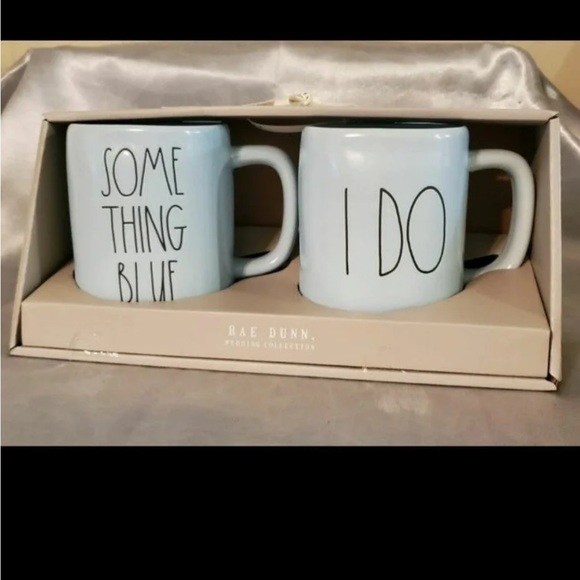 NIB Blue Rae Dunn I DO & SOMETHING BLUE Mugs 2pc Rae Dunn - Picture 5 of 11